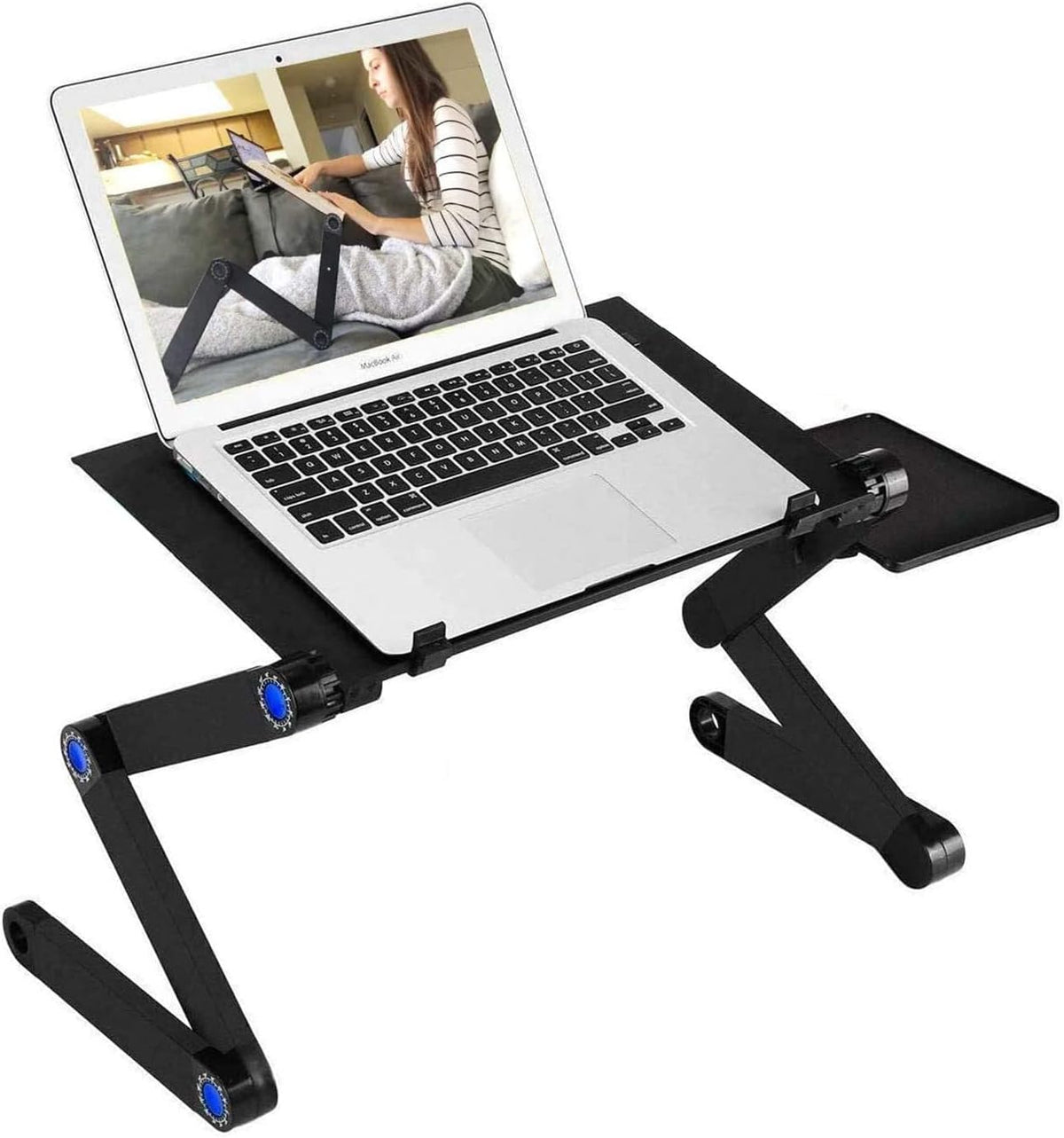 Savitljiv nosač za laptop koji omogućava podešavanje položaja.