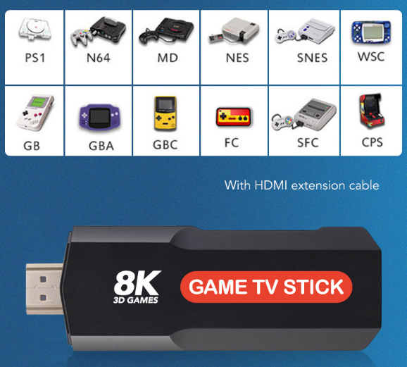 Prikaz Game TV Stick uređaja za povezivanje sa televizorom.