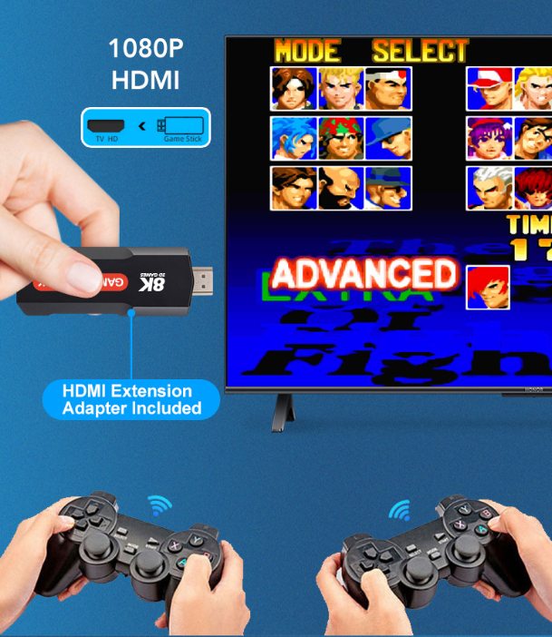 Game TV Stick set sa dva džojstika za igranje.