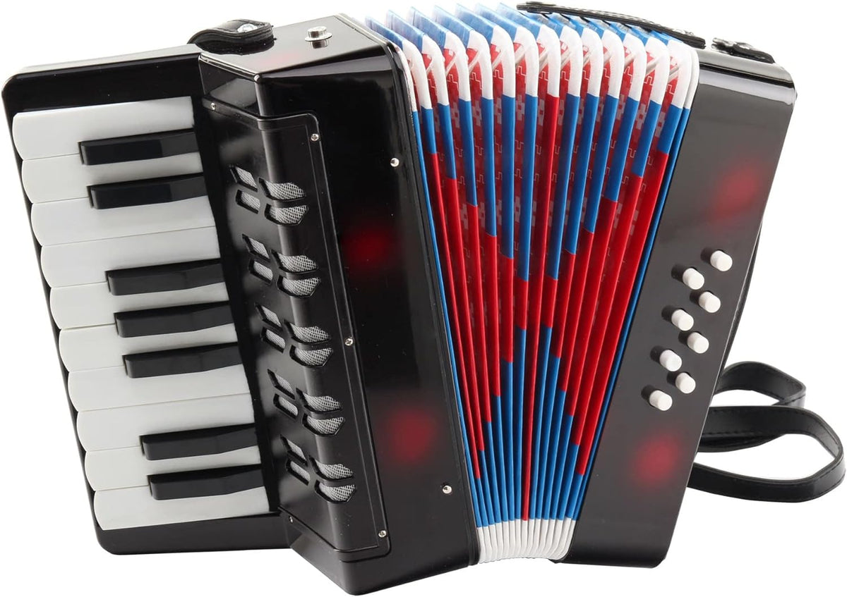 Dečija harmonika PRODAVANI prikazana kao muzička igračka.
