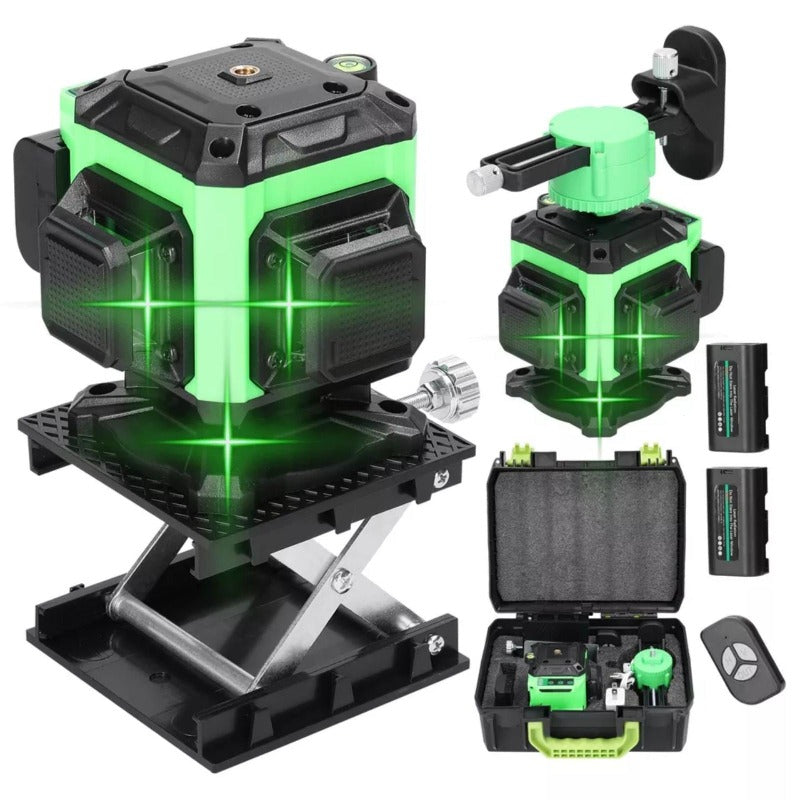 Prikazan je zeleni PRODAVANI laserski nivelator sa oznakom 4D.