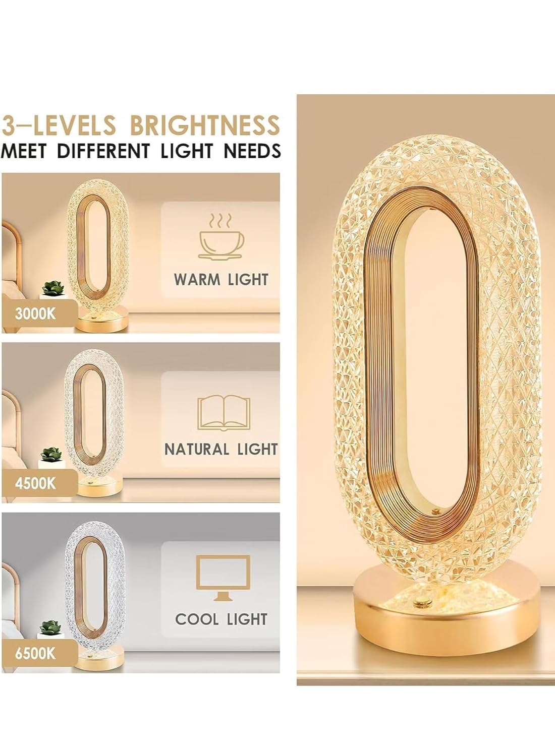 Kristalni abažur i zlatna baza čine izgled ove LED lampe.