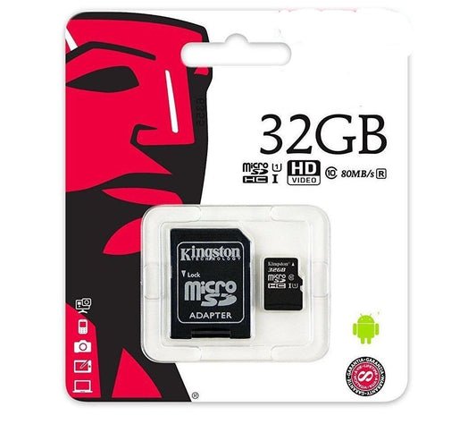 Na slici su PRODAVANI Micro SD kartica kapaciteta 32 GB i SD adapter.
