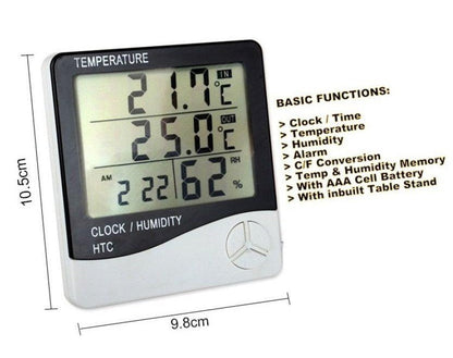 Kućni sat sa termometrom i memorijom za beleženje meteoroloških podataka.