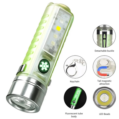 Mini LED džepna lampa predstavljena kao svetlo za kampovanje.
