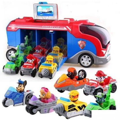 Igračka autobus sa motivom Paw Patrol prikazana je kao glavni predmet fotografije.