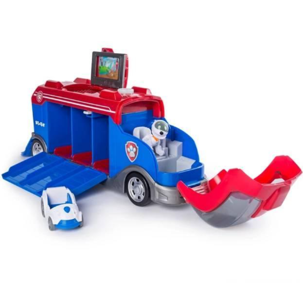 Autobus sa motivom Paw Patrol prikazan je kao igračka za decu.