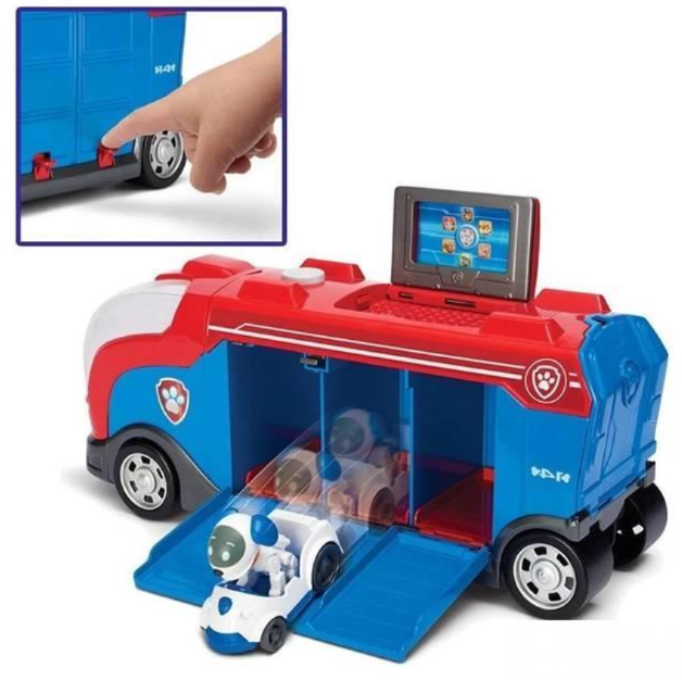 Igračka u obliku autobusa sa temom Paw Patrol na fotografiji proizvoda.