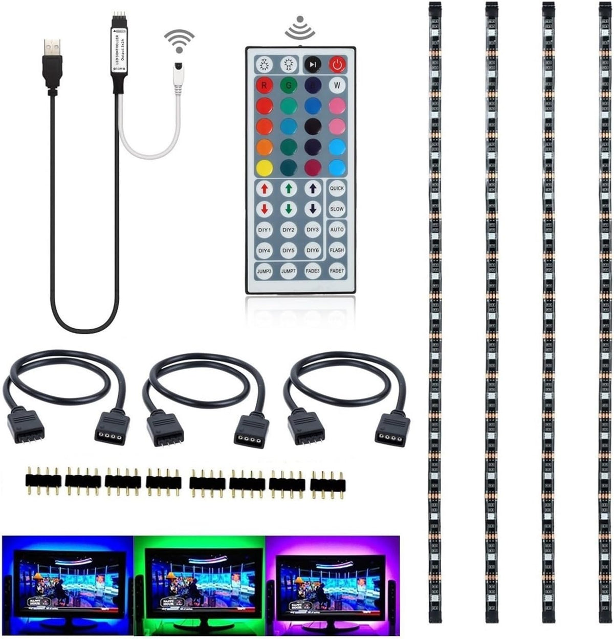 USB LED traka sa RGB svetlom za postavljanje iza televizora.