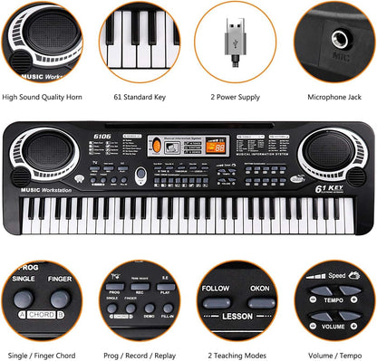 Dečiji muzički instrument sa 61 dirkom i mikrofonom.
