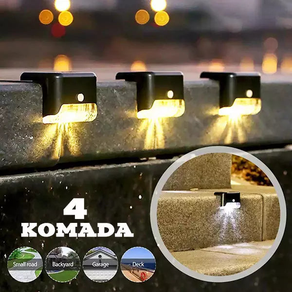 Solarna lampa namenjena osvetljavanju stepenika na otvorenom.