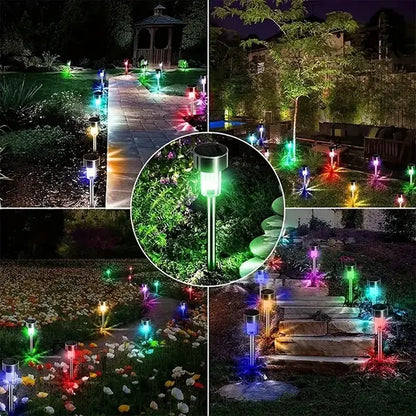 Šarene solarne lampe iz seta od deset komada.