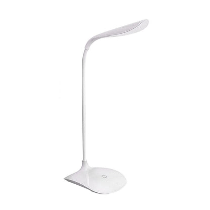 Bela LED stona lampa sa postoljem i USB priključkom za punjenje.