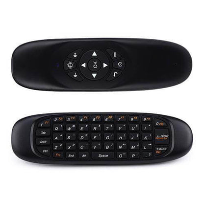 Strana air mouse uređaja sa tasterima za upravljanje mišem i TV daljinskim upravljačem.