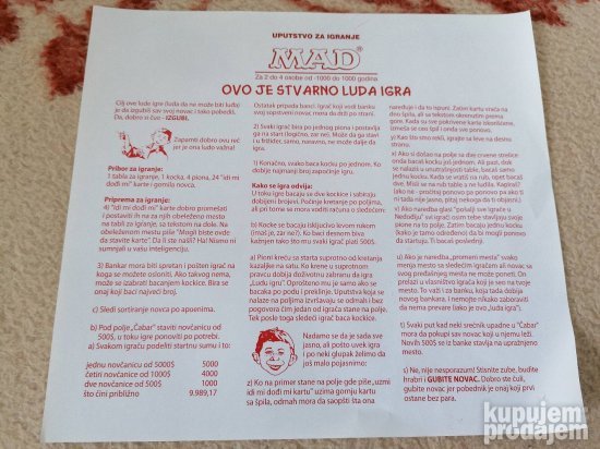 Na slici je društvena igra MAD brenda PRODAVANI.