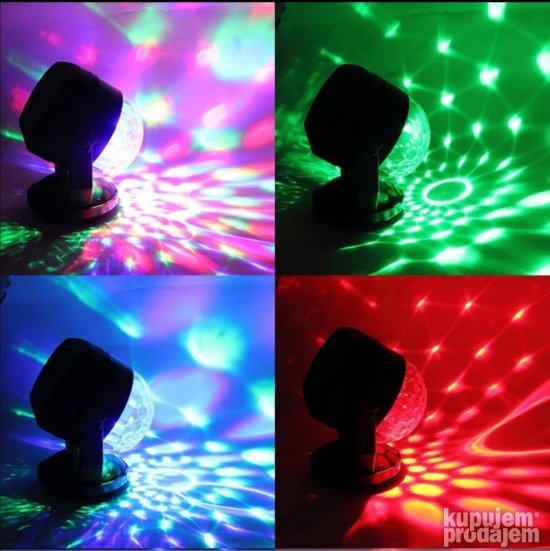 Prikazana je disko kugla sa LED osvetljenjem.