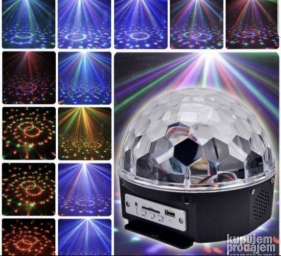 LED RGB disko kugla sa rotirajućim svetlosnim efektom.