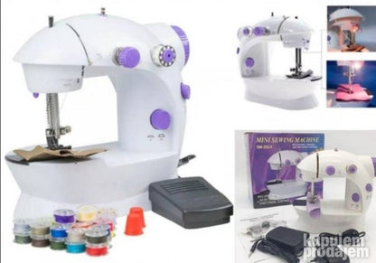 Mašina za šivenje koja se napaja preko adaptera ili pomoću četiri AA baterije.