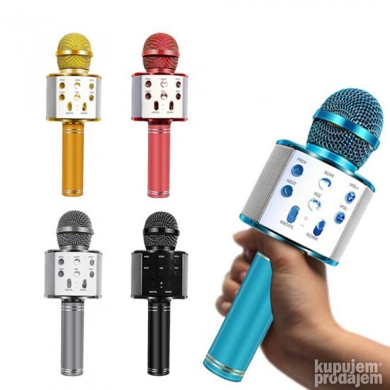 Bluetooth mikrofon sa baterijom koja se puni preko USB kabla.