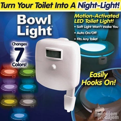 LED osvetljenje za WC šolju prikazano kao noćno svetlo.