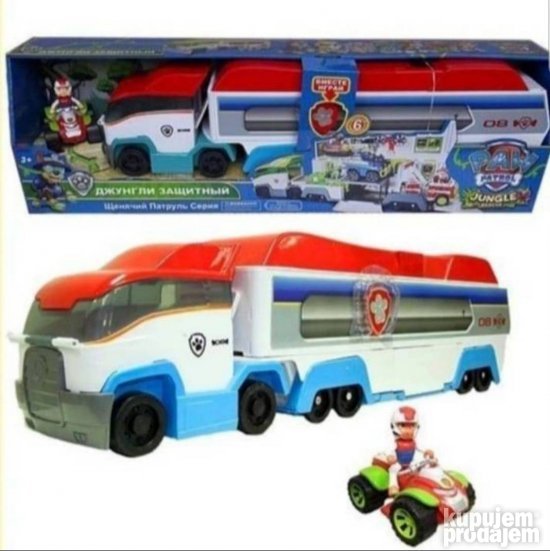 Kamper-transporter iz Patrolnih šapa sa vozilom Rajdera.