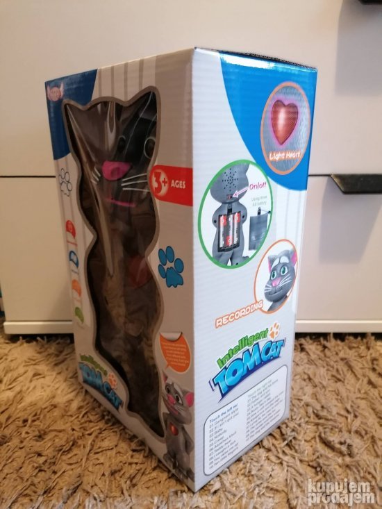 Plišani mačak Talking Tom sa svetlećim srcem.