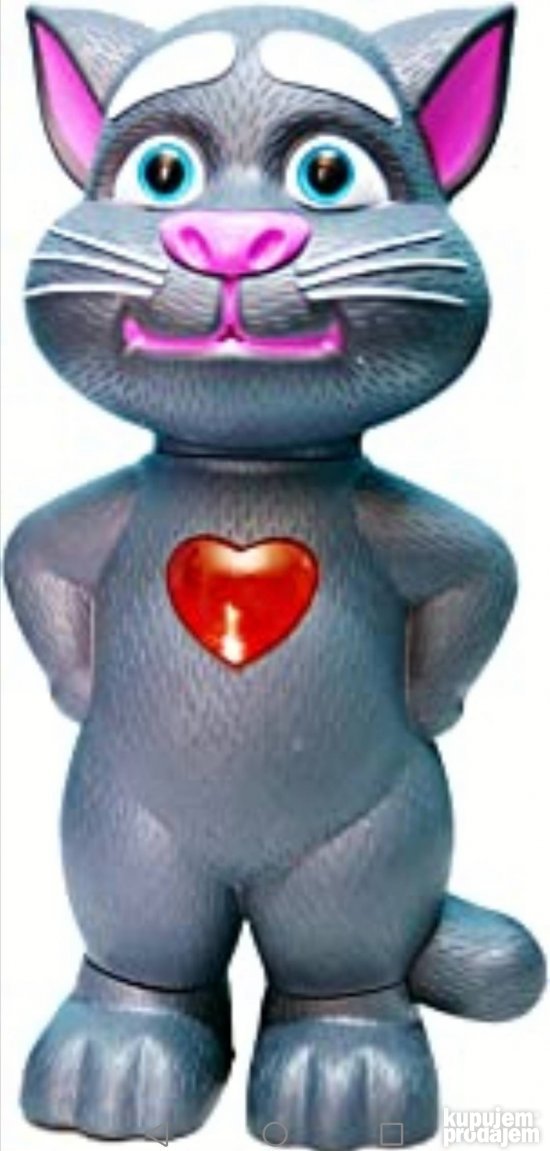 Plišana igračka u obliku mačka Talking Tom-a sa svetlećim srcem.