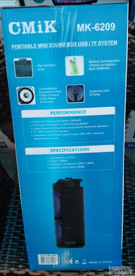 Bluetooth zvučnik PRODAVANI CMIK 6209 prikazan na slici.