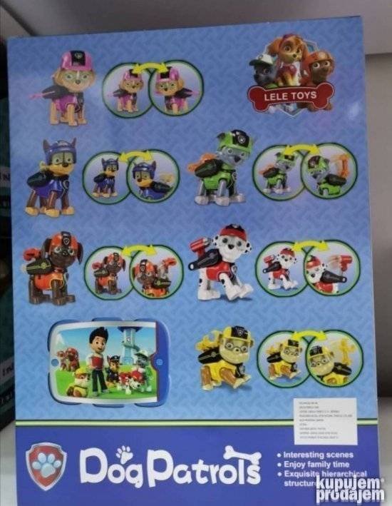 Plastične figure iz Patrolnih šapa sa nogama koje mogu da se savijaju.