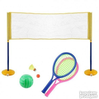 Set za badminton i odbojku sa mrežom za igru.