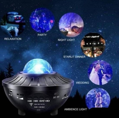 Bluetooth zvučnik prikazan kao deo LED projektora zvezdanog neba.