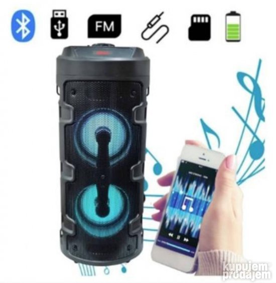 Bluetooth zvučnik sa mikrofonom i trakom za prenos.