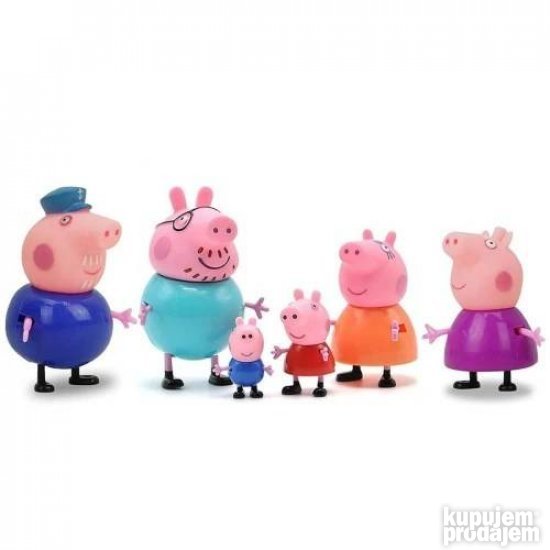 Prikazan je komplet od šest figurica sa temom porodice Pepe Prase.
