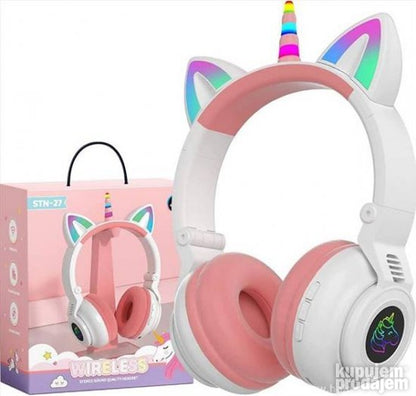 Unicorn slušalice sa svetlećim RGB detaljima na ušima i rogu.