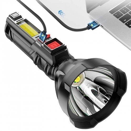 Taktička baterijska lampa Super jaka LED lampa 100000lm taktička lampa USB punjiva svetiljka Vodootporna taktička lampa Mikro punjenje baterijska lampa Prenosiva LED svetiljka Litijumska baterija taktičke lampe Taktičko osvetljenje sa 4 režima Ro bustna ABS plastika lampa