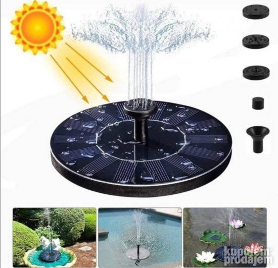 Crna solarna pumpa-fontana za dekorativnu vodenu površinu.