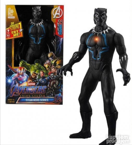 Na slici je figura Crnog pantera iz sveta Avengersa.
