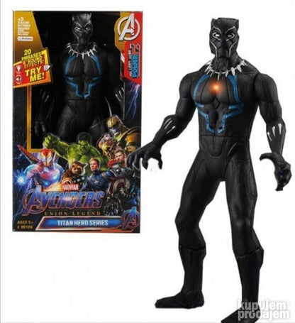 Na slici je figura Crnog pantera iz sveta Avengersa.