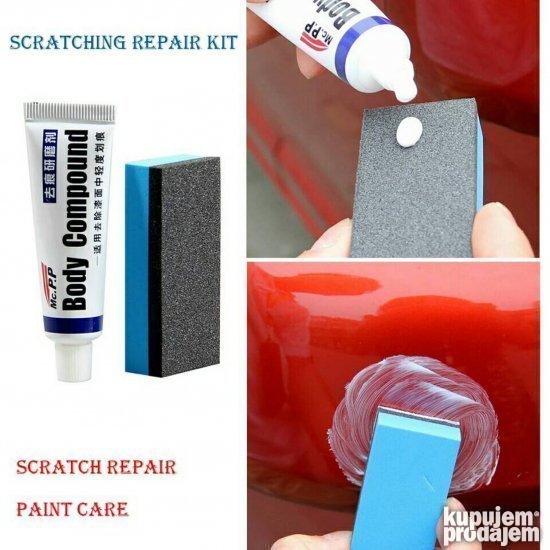 Prikaz paste SCRATCH CLEAR KIT za negu površina sa blagim ogrebotinama.