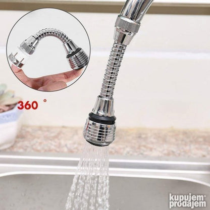 Fleksibilni aerator za slavinu sa izborom između mlaza i raspršivanja.