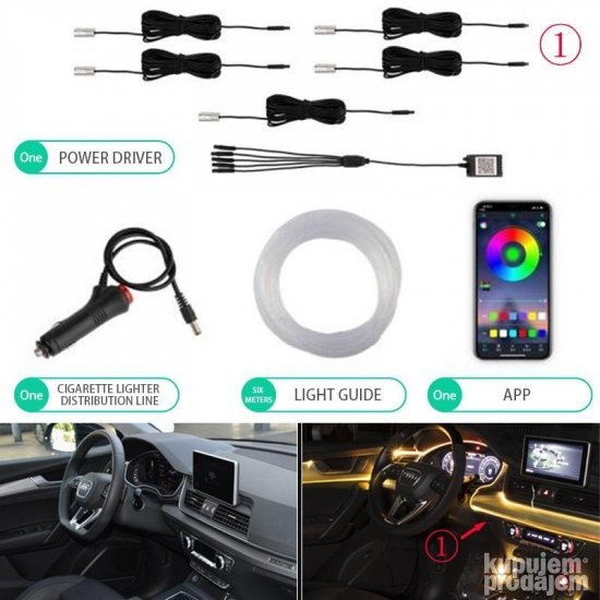 LED osvetljenje automobila u duginim bojama sa daljinskom kontrolom.