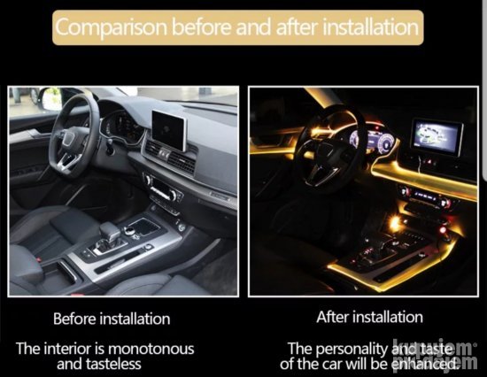 Dugine LED niti za dekorativni svetlosni akcenat u automobilu.