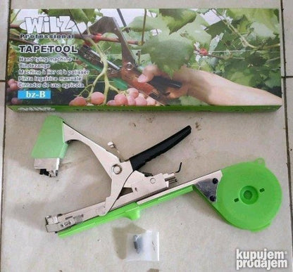 Alat za vezivanje vinove loze uz potporu mekom PVC trakom.