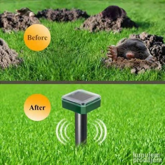 Uređaj za solarno odvraćanje krtica u bašti.