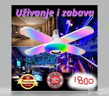 Rasklopiva LED lampa sa RGB osvetljenjem i mogućnošću puštanja muzike.