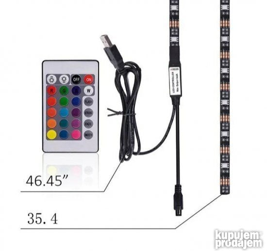 LED RGB traka za stvaranje svetlosnog akcenta iza televizora.