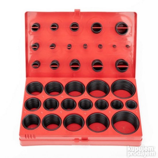Prikaz seta od 419 nitrilnih O-ring gumica.