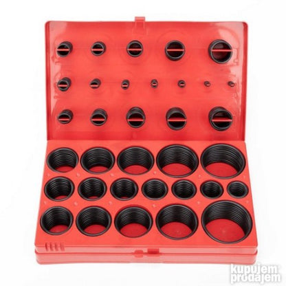 Prikaz seta od 419 nitrilnih O-ring gumica.