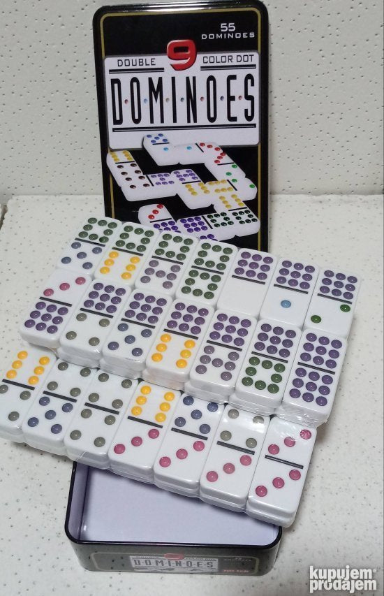 Komplet domina double 9 sa 55 pločica.