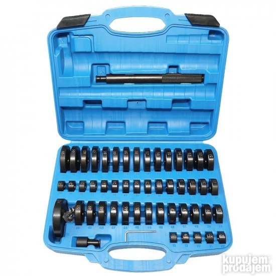 Set sadrži 48 diskova spoljašnjeg prečnika od 18 do 65 mm.